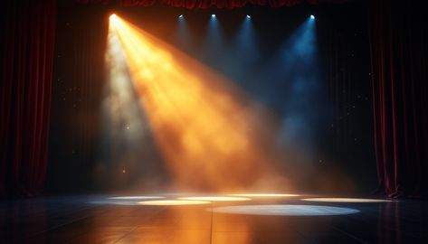 #Stage Light #Drama: #Dramatic #spotlight beam pierces through theatrical #haze, casting golden patterns across the polished wooden stage floor #theater #aiart #aiphoto #stockcake ⬇️ Download and 📝 Prompt 👉 https://stockcake.com/i/stage-light-drama_1522297_1173628 Stage Lighting Theater, Stage Floor, Drowsy Chaperone, Dance Nation, Stage Spotlights, Glow Table, Stage Lights, Stage Set Design, Stage Light