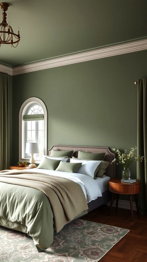 Sage Green and Neutral Colors for the Bedroom Sage Green Boys Room, Sage Green Ceiling, Sage And Cream Bedroom, Green Paint Bedroom, Green And Grey Bedroom, Light Green Rooms, Sage Green And Grey, Sage Paint Color, Sage Room