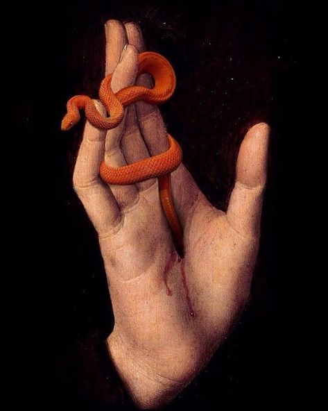 (Detail) Christ, Hans Memling (The snake is not part of the original work, it was added later by a…” Hans Memling, Horror Vintage, Oil Canvas, A Snake, Art Plastique, Magical Girl, Dark Art, Original Work, Classic Art