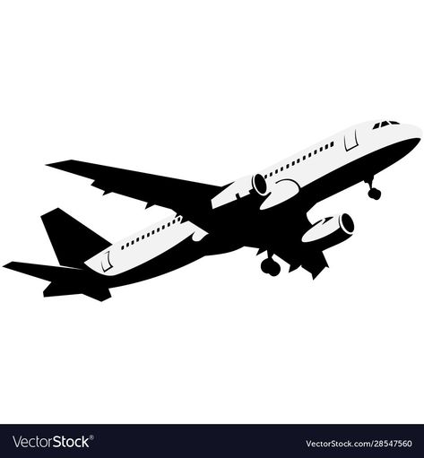 Airplane Stencil, Aeroplane Illustration, Airplane Black And White, Airplane Vector Illustration, Plane Tattoos, Airplane Png, Airplane Outline, Plane Color, Airplane Boys Room