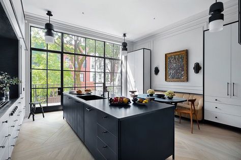 Townhouse Kitchen, Townhouse Renovation, West Village Townhouse, West Village Nyc, Degree Design, Easy Backdrops, Sleek Kitchen, West Village, Window Wall