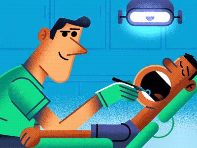 Dentist Gif 1 by Kyle Jones - Dribbble Dental Animation, Dentist Animation, Dentist Caricature, Animated Teeth, Dentist Cartoon Dentistry, Dentist Cartoon, Student Apps, Dental Emergency, Dental Problems