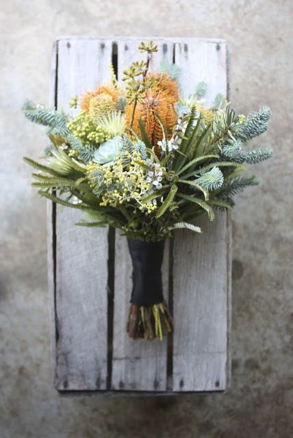 Native Blooms…. – into the woods….floral & foliage design Tropical Bridal Bouquet, Protea Wedding, Wedding Flowers Wildflowers, Protea Bouquet, February Wedding, Bouquet Bride, Tropical Bridal, Australian Native Flowers, Winter Wedding Flowers