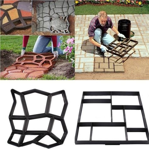 Gardening 8/9 Grids Pathmate Stone Mold Paving Concrete Stepping Pavement Paver Stepping Stone Pavers, Walk Maker, Diy Driveway, Stepping Stone Molds, Concrete Path, Paving Ideas, Concrete Stepping Stones, Concrete Patios, Driveway Paving