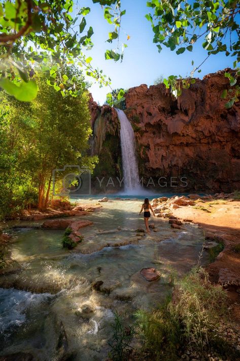 Havasupai Falls Arizona, Havasu Falls Arizona, Hikes In Arizona, Havasupai Falls, Beaver Falls, Havasu Falls, Arizona Hiking, Woman Walking, Backpacking Trip