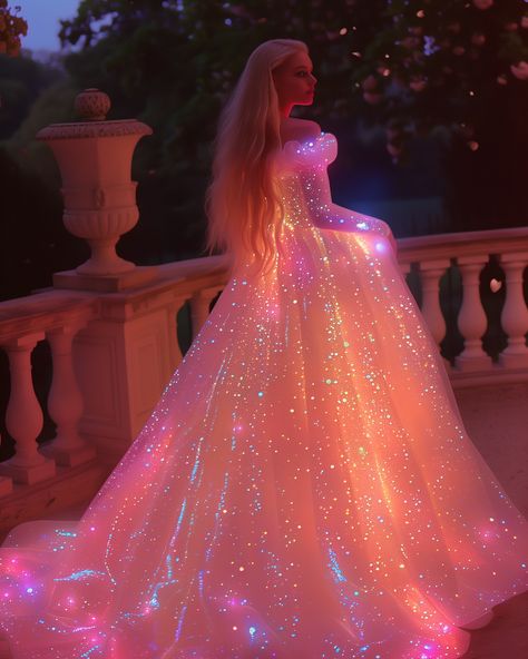 Sparkly like Princess Peach 🍑👸🏼✨💖 Beautiful Gowns Princesses, Peach Dresses, Blue Hair Aesthetic, Pink Princess Dress, Light Up Dresses, Princess Gowns, Princess Videos, Princess Vibes, Long Frock Designs