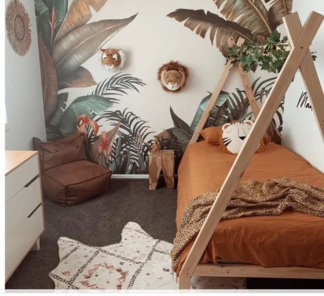 Safari Bedroom, Jungle Bedroom, Toddler Bedroom Girl, Kids Interior Design, Jungle Room, Toddler Boys Room, House Beds, Couple Bedroom, Boutique Interior