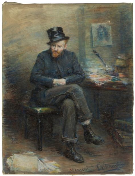 dappledwithshadow: “ The Misunderstood, Jeanne Donnadieu c.1886 This is thought to be the only full-length portrait of Vincent van Gogh, painted by Jeanne Donnadieu, an artist that lived next door to... Artist Van Gogh, Vincent Willem Van Gogh, Jules Cheret, Vincent Van Gogh Paintings, Arte Van Gogh, Pastel Portraits, Van Gogh Museum, Art Van, Van Gogh Paintings