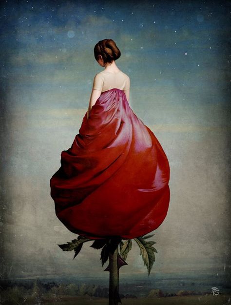 #Painting   Christian Schloe   I find the unity of the red flower's texture is beautiful. Christian Schloe, Surreal Scenes, Art Et Illustration, Dessin Adorable, Pop Surrealism, Art And Illustration, Wassily Kandinsky, Whimsical Art, Surreal Art