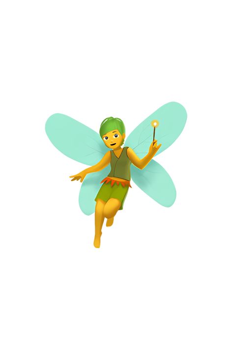 The emoji 🧚 depicts a small, magical creature with delicate wings, pointed ears, and a flowing dress. The fairy has a human-like face with a small nose and a gentle smile. The wings are translucent and have a slight shimmer to them, while the dress is typically depicted in shades of pink or blue. The fairy may be shown holding a wand or sprinkling fairy dust. Overall, the emoji conveys a sense of whimsy and enchantment. Fairy Emoji, Man Fairy, Apple Emojis, Male Fairy, Small Nose, Yellow Belt, The Emoji, Pointed Ears, Magical Creature