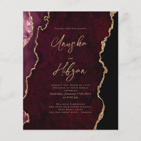 Budget Burgundy Red Agate Script Wedding Invite | Zazzle Modern Handwriting, Red Wedding Theme, Script Wedding Invitations, Afternoon Wedding, Maroon Wedding, Budget Wedding Invitations, Elegant Wedding Invitation, Wedding Invitation Card Design, Foil Invitations