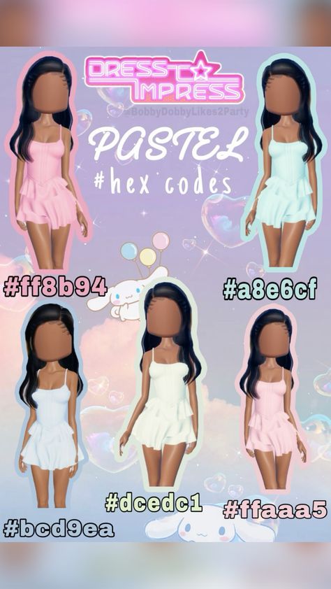 Dti Pastel Color, Dti Theme Pastel, Pastel Dti Outfit, Dti Hex Colour Codes, Pastel Hex Codes, Dti Hex Color, Dress To Impress Hex Codes, Dress To Impress Color Codes, Pastel Dress To Impress