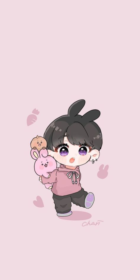 Jungkook Chibi Wallpaper, Jungkook Cartoon Wallpaper, Jungkook Chibi Fanart, Jungkook Cartoon, Bt21 Kookie Cute, Bts Chibi Jungkook Cute, Jungkook Chibi, Unity In Art, Bts Anime