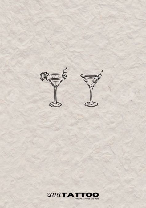 Expresso Martini Tattoo, Small Margarita Tattoo, Cocktails Tattoo, Drink Tattoo Ideas, Margarita Tattoo Design, Daiquiri Tattoo, Dainty Cocktail Tattoo, Tiny Margarita Tattoo, Cosmopolitan Tattoo