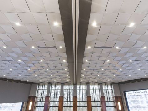 Geometrix™ 3-Dimensional Metal Ceiling Panels | 3D Metal Ceiling Panels Metal Panel Ceiling, Ceiling System, Tile Panels, Hunter Douglas, Panel Systems, Metal Ceiling, Ceiling Panels, 3d Metal, Metal Panels