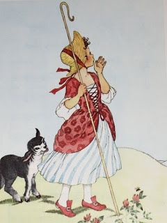 From My Little Hole in the Wall: Mignonette as Little Bo-Peep and a Special Valentine Little Bo Peep Costume, Things Illustration, Nursery Songs, Fairytale Nursery, Little Bo Peep, Bo Peep, Valentine Special, Pinocchio, Children's Book Illustration