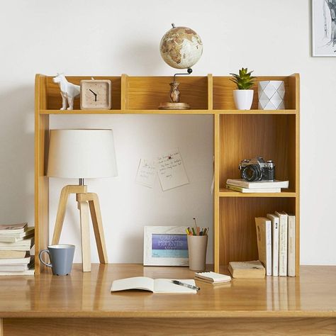 DormCo The Classic - Desk Bookshelf - Beech (Natural Wood) - Walmart.com - Walmart.com Desk Storage Shelf, Dorm Desk Shelf, Desk Shelves Decor, Cute Dorm Room Ideas Colleges, Desk Shelf Organization, Dorm Desk Hutch, Diy Desk Organization Ideas, College Dorm Desk Ideas, Desk Topper Shelf