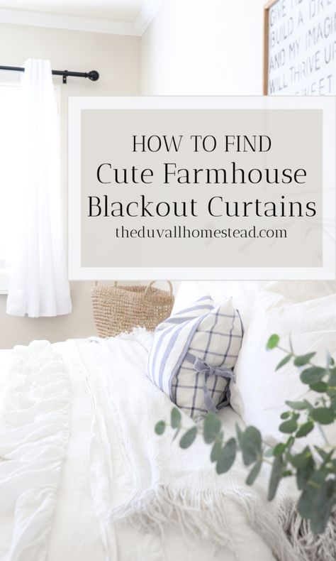 Bedroom Curtains Farmhouse, Modern Farmhouse Curtain Ideas, Bedroom Inspo Simple, Farmhouse Bedroom Curtain Ideas, Country Curtains Living Room, Farmhouse Bedroom Window Treatments, Farmhouse Bedroom Curtains, Farmhouse Curtains Living Room, Farmhouse Curtain Rods