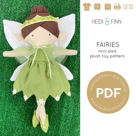 heidiandfinn - Etsy Australia Fairy Doll Pattern, Plush Doll Pattern, Fairy Collection, Sew Patterns, Pattern Doll, Doll Sewing, Doll Sewing Patterns, Super Gifts, Bedroom Nursery