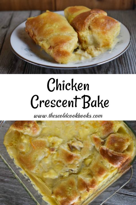 Chicken Crescent Bake, Crescent Casserole, Canned Chicken Recipes, Crescent Bake, Chicken Crescent, Can Chicken Recipes, Leftover Rotisserie, Crescent Recipes, Can Chicken