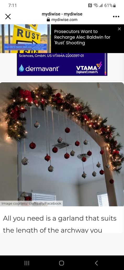 Garland Archway, Ribbon Garland, Easy Christmas Decorations, Christmas Decorations To Make, Christmas Garland, Simple Christmas, High Ceiling, All You Need Is, Christmas Lights