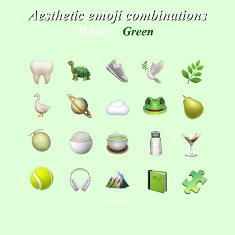 Green emojis combinations aesthetic Green Insta Captions, Green Aesthetic Emojis, Green Emoji Combos, Green Emoji Combinations, Aesthetic Emojis Combinations, Combo Emoji, Emojis Combinations, Green Emoji, Aesthetic Emojis