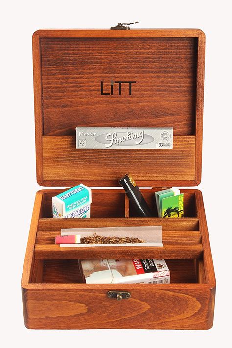 LITT - Stash Box Ultimate Rolling Stash Smoking Accessory, Tobacco and herbal Storage Box (Natural): Amazon.co.uk: Kitchen & Home Wood Stash Box Diy, Diy Stash Box, Herbal Storage, Stash Containers, Wooden Box Diy, Diy Gadgets, Box Designs, Stash Box, Cool New Gadgets