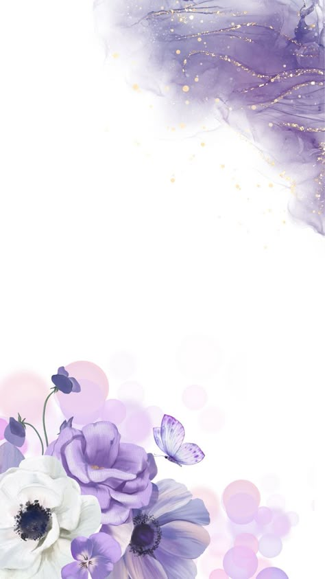 Purple Butterflies Aesthetic, Birthday Template Purple, Nails Template, Purple Background Images, Boarders Designs For Projects, Whatsapp Background, Purple Invitations, Watercolor Flower Background, Purple Flowers Wallpaper