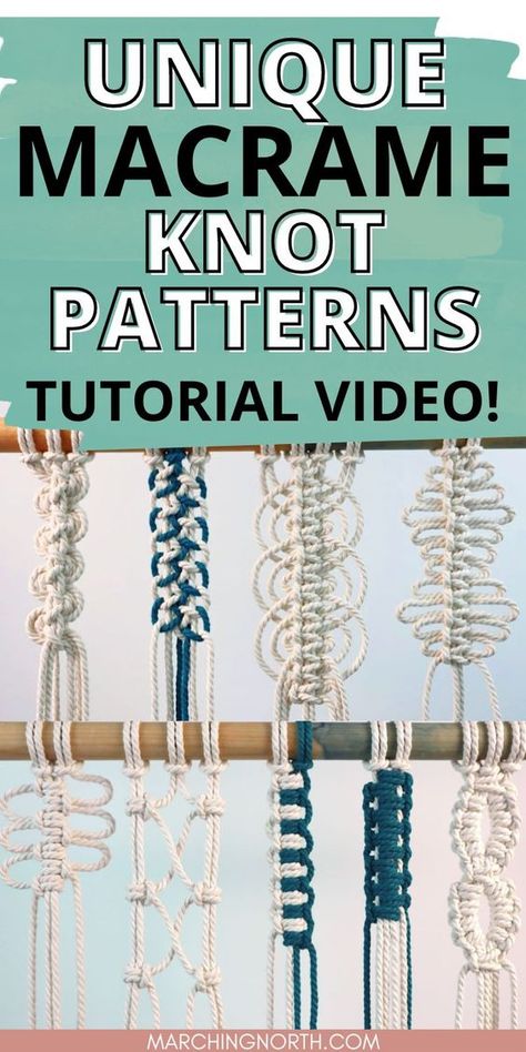 Learn how to make these cool, unique macrame knot patterns using basic, easy knots in this step by step tutorial and video! | macrame for beginners | macrame knots | macrame step by step patterns | free macrame patterns Easy Knots, Macrame Knots Step By Step, Beginners Macrame, Macrame Projects Ideas, Diy Macrame Plant Hanger Pattern, Unique Macrame, Macrame Wall Hanging Tutorial, Easy Macrame, Macrame Plant Hanger Tutorial