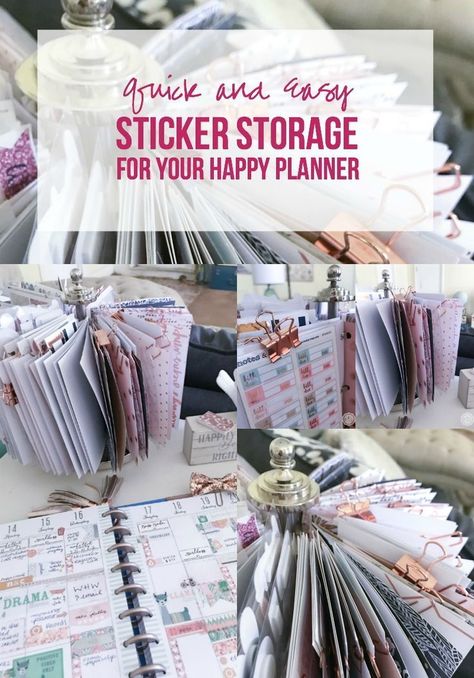 Quick and easy sticker storage for your happy planner. #StickerStorageOrganizing #StickerStorageIdeasScrapbook #StickerStorageIdeasOrganizing #StickerStorageIdeas Inventory Storage Ideas, Sticker Storage Ideas, Planner Crafts, Planner Storage, Inventory Storage, Arts And Crafts Storage, Sticker Organization, Diy Xmas Gifts, Sticker Storage