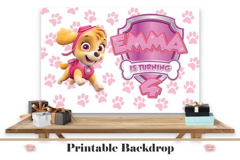 Skye Paw Patrol Party, Paw Patrol Skye Birthday, Skye And Everest, Paw Patrol Printables, Everest Paw Patrol, Paw Patrol Girl, Backdrop Birthday, Pink Puppy, Patrol Party