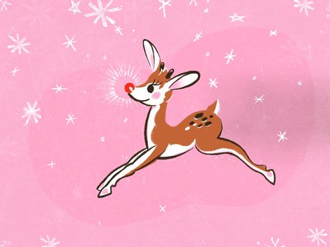 Rudolph by Derric Wise on Dribbble Rudolph Illustration, Reindeer Images, Retro Illustrations, Deer Illustration, Consciousness Art, Deer Art, New Fantasy, Office Prints, Christmas Drawing