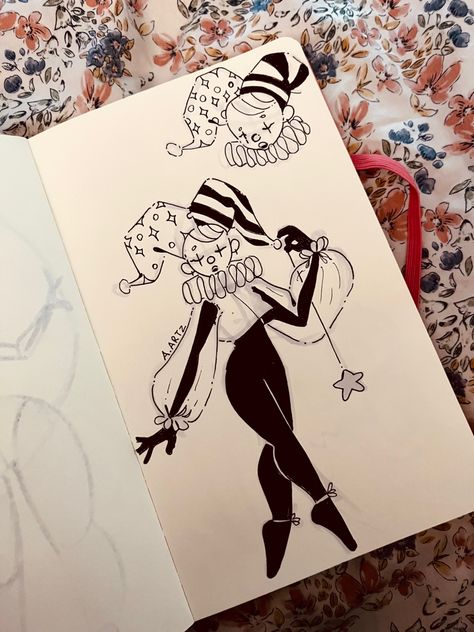 Acrobat Oc Drawing, Clown Poses Drawing Reference, Black And White Clown Drawing, Jester Drawing Art, Clown Character Design Girl, Trapeze Artist Drawing, Scary Clowns Drawing, Clown Couple Drawing, Clown Outfit Ideas Drawing