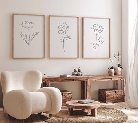 Aesthetic 2023, Boho Artwork, Neutral Wall Decor, Viva Magenta, Neutral Walls, Set Of 3 Prints, Mural Floral, Beige Walls, Neutral Wall Art