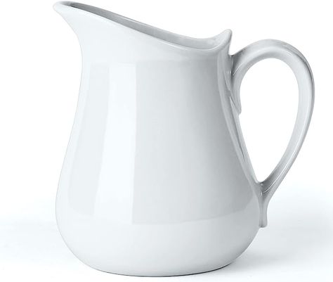 Yedio Porcelain Milk Creamer Pitcher with Handle, 17 Ounce White Porcelain Creamer Pitcher for Coffee and Tea Kitchen Microwave, Green Environmental Protection, Microwave In Kitchen, Christmas Favorites, Ceramic Pitcher, Coffee Milk, Fine Porcelain, White Porcelain, Classic White