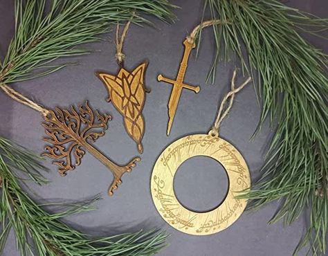 Amazon.com: Lord Of The Rings Party Decorations Lord Of The Rings Christmas, Tree Of Gondor, Laser Cut Wood Crafts, Eco Friendly Paint, Christmas Time Is Here, Wooden Gift Boxes, Christmas Tree Decor, Office Christmas, Party Rings