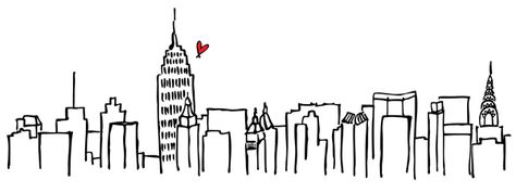 Skyline Sketch, Skyline Tattoo, Skyline Drawing, Nyc Tattoo, City Sketch, Skyline Silhouette, Nyc Skyline, Chalkboard Wall, Most Beautiful Cities