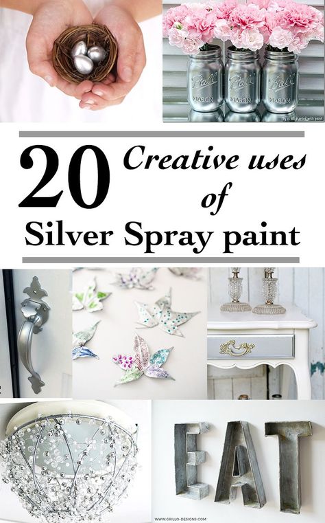 20 fun ways to use silver spray paint | DIY Silver spray paint home decor ideas Spray Paint Projects, Silver Spray Paint, Silver Spray, Diy Spray Paint, Spray Paints, Paint Diy, Creative Home Decor, Amazing Diy, Home Decor Paintings