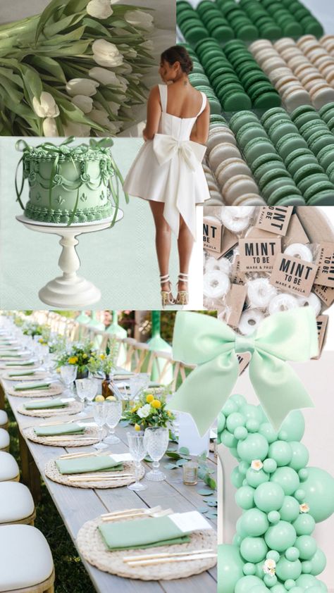 Mint bridal shower theme, mint color party, bridal shower theme idea 2925, 2025 wedding, 2025 bride, mint green theme party, green theme bridal shower bachelorette Bridal Shower Themes Green, Mint To Be Bridal Shower Theme, Mint Green Bridal Shower Ideas, Emerald Green Bridal Shower Ideas, Mint Theme Party, Green Bridal Shower Ideas, Green Theme Party, Mint Green Theme, Mint Green Wedding Theme