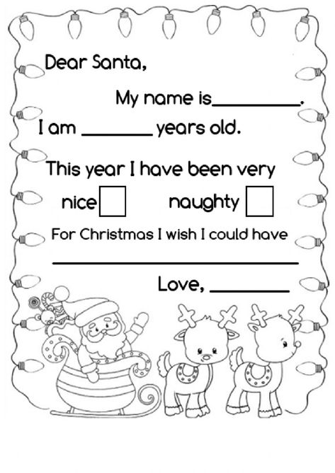 Santa Letters To Kids Free Printable, Santa Free Printable, Santas Letter, Christmas Worksheet, Christmas Art For Kids, Dear Santa Letter, Santa Letter Printable, English Christmas, English Activities For Kids