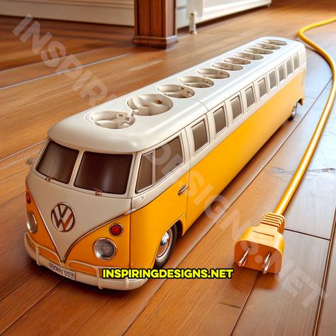 These Volkswagen Bus Surge Protectors Bring a Retro Twist to Your Tech Needs – Inspiring Designs Volkswagen Accessories, Vw Hippie Van, Paisley Shoes, Van Volkswagen, Camper Interior Design, Best White Elephant Gifts, Volkswagen Vans, Halloween Costumes To Make, Volkswagen Type 2