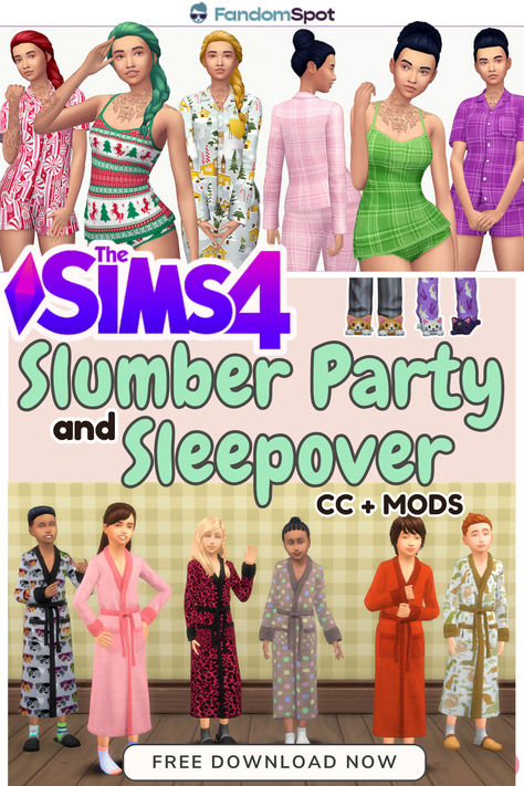 Sims 4 Slumber Party Cc, Sims 4 Sleepover Cc, Sims 4 Slumber Party, Pajama Party Kids, Los Sims 4 Mods, Party Sleepover, Sims 4 Cas Mods, Girl Sleepover, Sims 4 Children