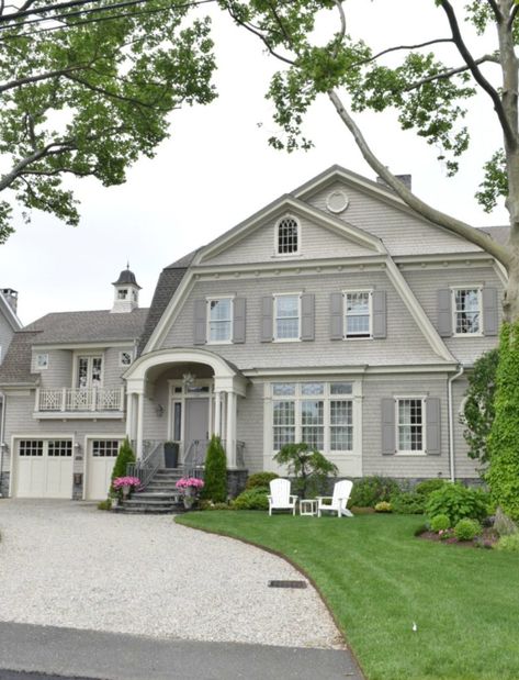 Exterior Paint Colors for Homes- New England Style England House Exterior, New England Colonial House Exterior, New England House Exterior, New England Homes Exterior, New England Home Exterior, New England Exterior, New England Colonial House, Taupe House, Paint Combos