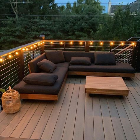 Low Patio Furniture, Outdoor Furniture Without Cushions, Modern Porch Furniture, Article Outdoor Furniture, Homemade Patio Furniture, Gray Outdoor Patio Furniture, Outdoor Sectional Diy, Backyard Sectional, Deck Sectional