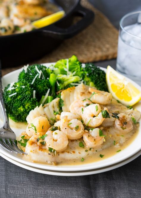 This quick and easy Skillet Tilapia with Shrimp is made in just one skillet and have an outrageously good white wine lemon pan sauce! My whole family loved this! Tilapia Shrimp Recipe, Skillet Tilapia, Tilapia And Shrimp, Tilapia Dishes, Tilapia Fish Recipes, Tilapia Recipes, Weeknight Dinner Recipes Easy, Fish Dinner, Shrimp Recipe