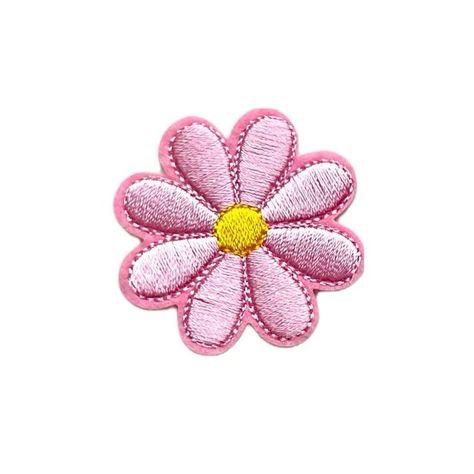 Flower Patches Embroidery, Embroidery Patches Designs, Daisy Sewing, Patches Aesthetic, Patch Sewing, Pink Stickers, Patch Sticker, Daisy Embroidery, Pink Patch