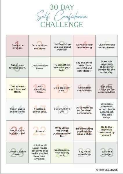 Self Confidence Challenge, Confidence Challenge, Self Care Worksheets, Self Esteem Worksheets, Motivasi Diet, Relationship Goals Text, Self Care Bullet Journal, Relationship Psychology, Ways To Be Happier