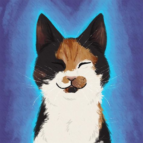 Calico Cat Painting Easy, Cartoon Calico Cat, Calico Cat Pfp, Calico Cat Painting, Therian Wallpaper, Cat Therian, Therian Stuff, Art Camp, Cartoon Painting