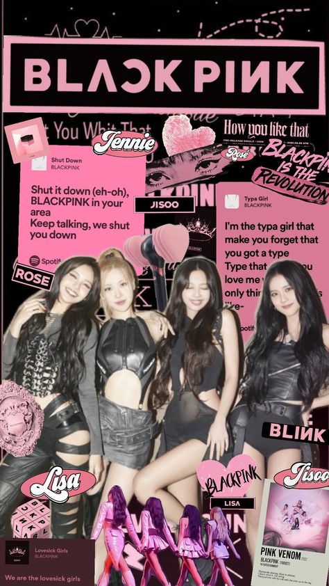 Pink + Core + Aesthetic, Cool Kpop Wallpapers, Blackpink Square Up, Kpop Iphone Wallpaper, Blackpink Twice, Jennie Rose, Blink Book, Black Pink Background, Song Lyrics Beautiful