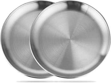 Betinyar 2 Pieces 8 Inch Stainless Steel Round Plate, Metal Camping Plates, Stainless Steel Plates, Reusable Metal Dinner Plates for Outdoor Picnic Camping(Silver, 20cm) : Amazon.co.uk: Home & Kitchen Green Utensils, Camping Plates, Dinner Tray, House Products, Steel Plates, Stainless Steel Cleaning, Stainless Steel Plate, Outdoor Picnic, Plastic Plates